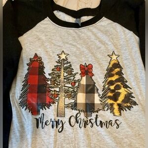 Christmas Tree Graphic Raglan Tee XXL